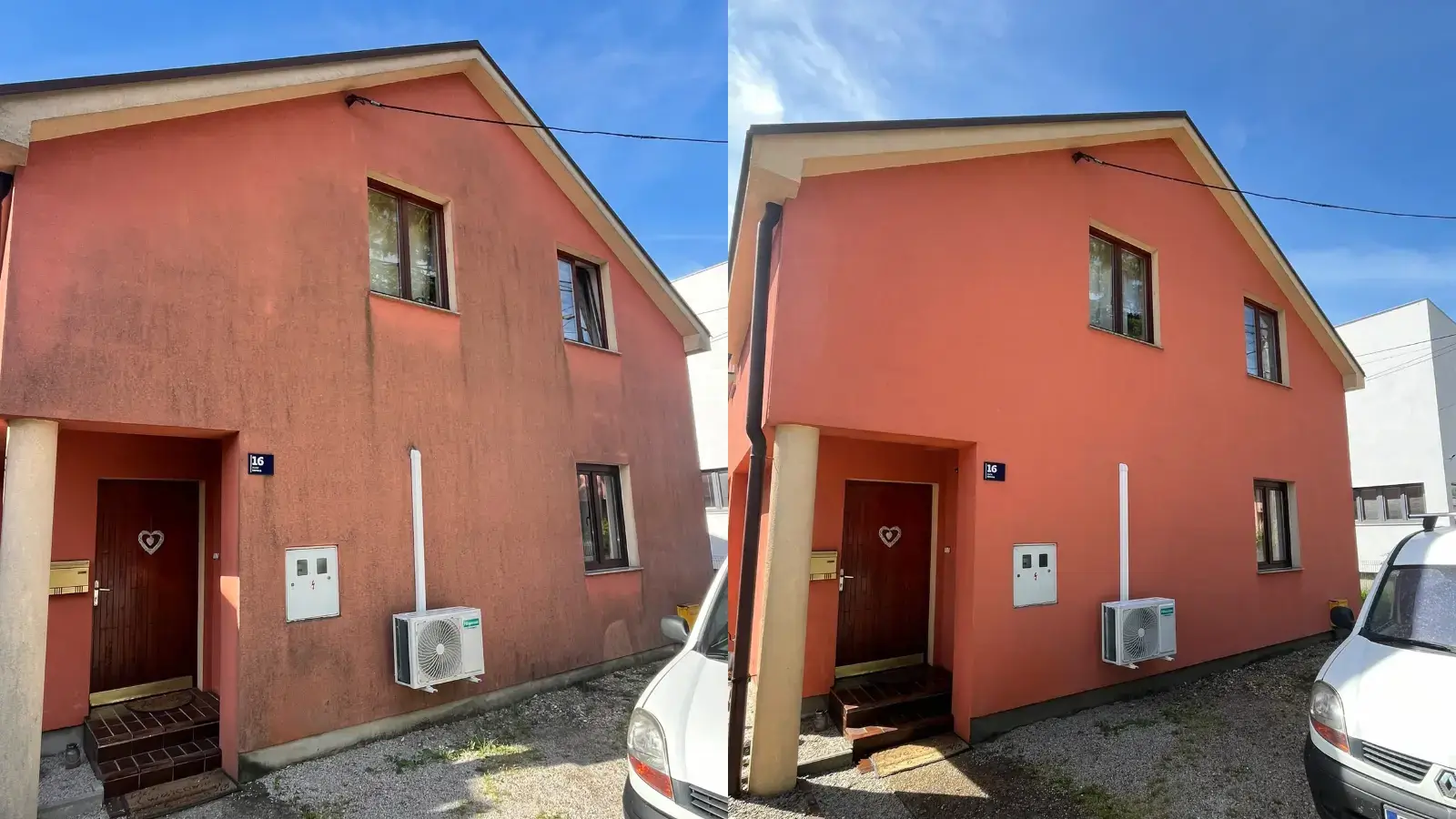 Fasada s algama prije i nakon uklanjanja Fasada s algama prije i nakon uklanjanja